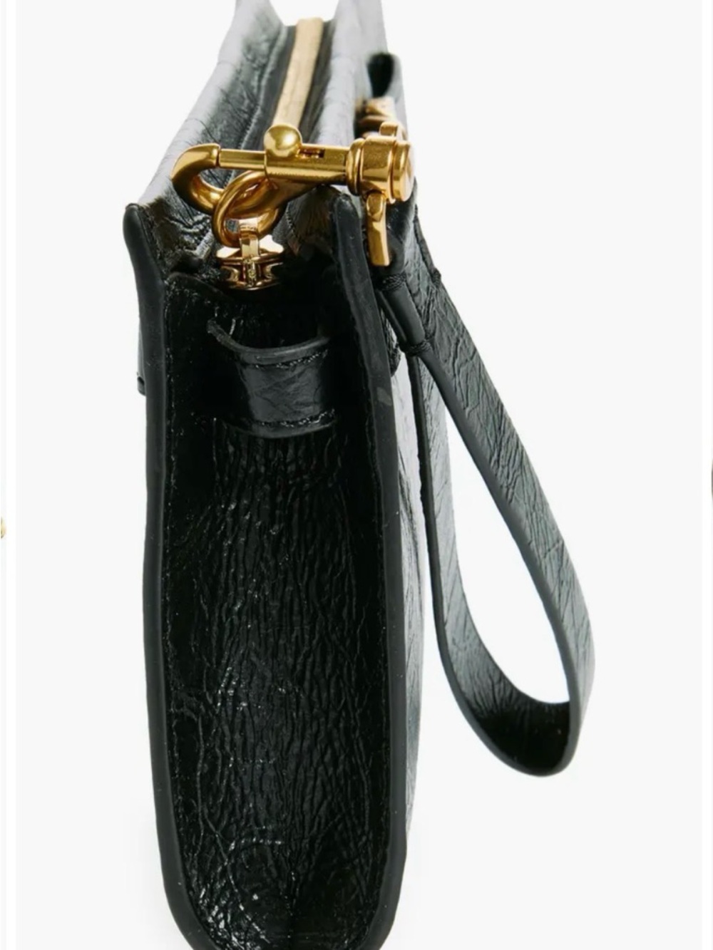 Rebecca Minkoff Black & Gold Chain Clutch | Convertible Wristlet & Dust Bag  NWT - Picture 4 of 16